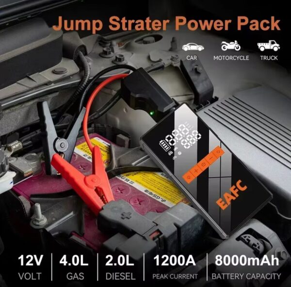 12V Car Jump Starter 4 In 1 Car Wireless Tire - Image 2