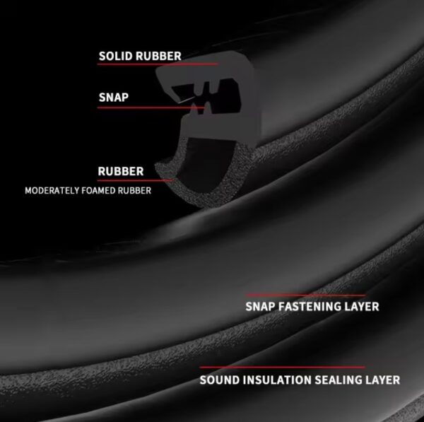 2m Car Door Edge Seal Strip Thicken Rubber - Image 5
