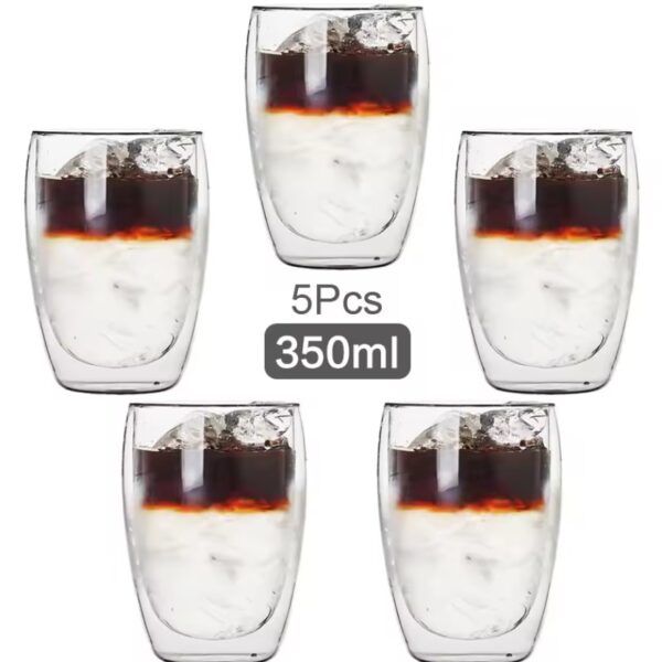 350ml Double Wall Glass Cup Transparent - Image 11