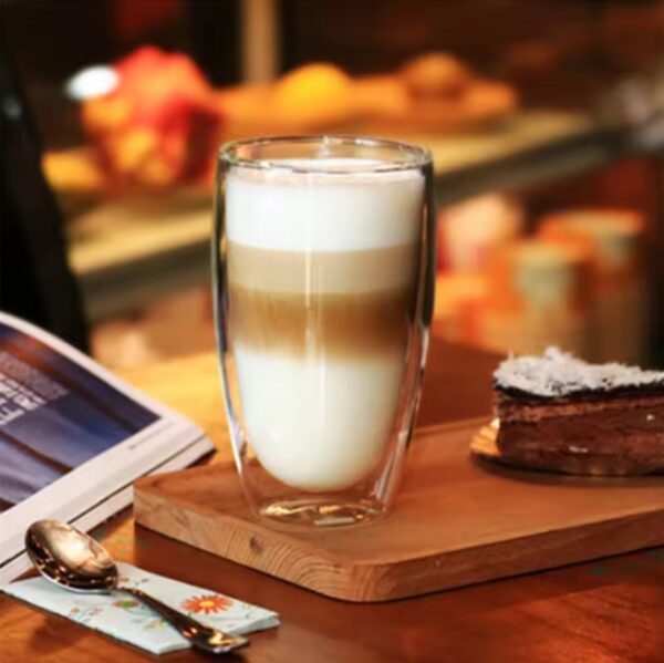 350ml Double Wall Glass Cup Transparent - Image 3