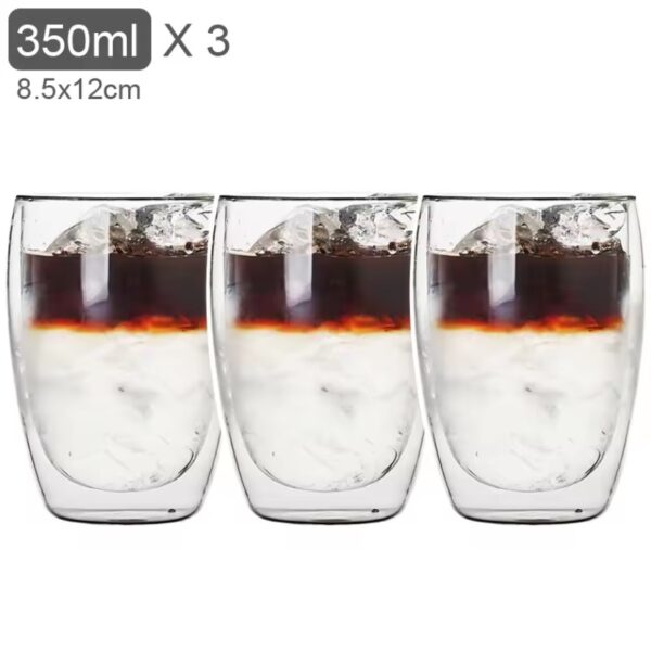 350ml Double Wall Glass Cup Transparent - Image 9