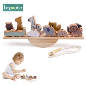 Baby Animal Threading Seesaw Toys Wooden