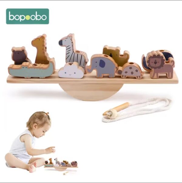 Baby Animal Threading Seesaw Toys Wooden