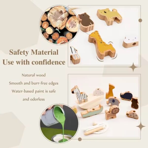 Baby Animal Threading Seesaw Toys Wooden - Image 2