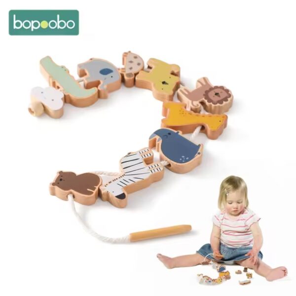 Baby Animal Threading Seesaw Toys Wooden - Image 3