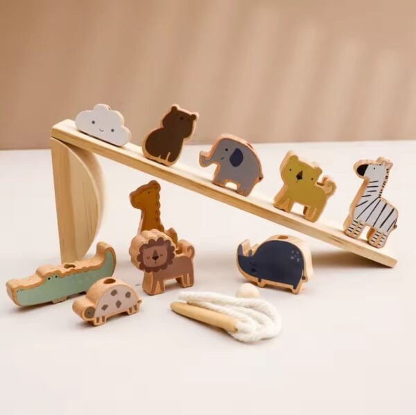 Baby Animal Threading Seesaw Toys Wooden - Image 4