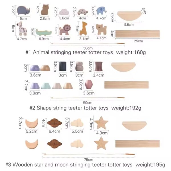 Baby Animal Threading Seesaw Toys Wooden - Image 6