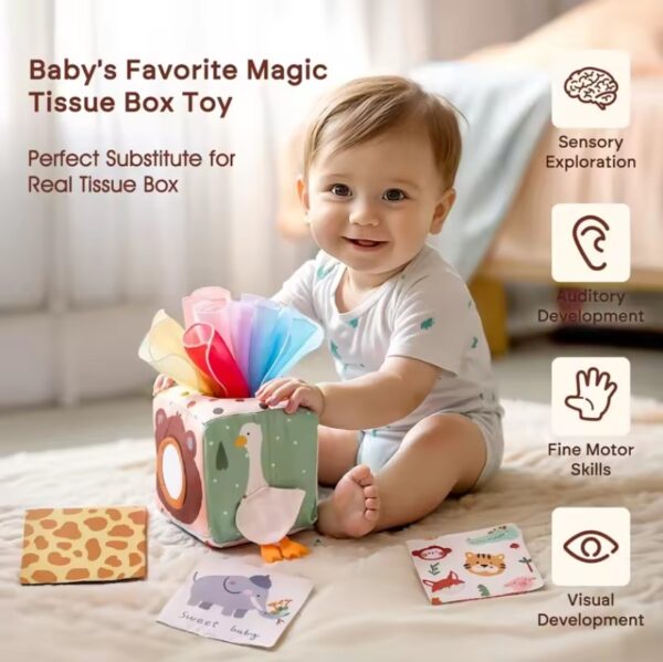 Baby Montessori Toy cotton Magic Tissue Box - Image 2