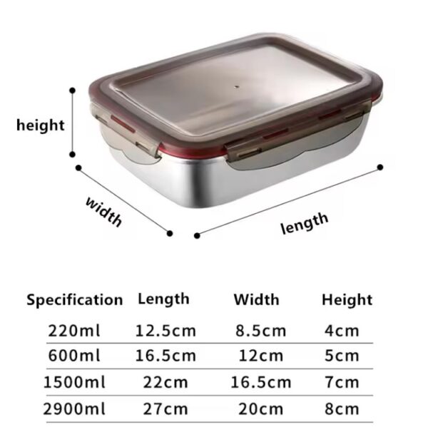 304 Stainless Steel Food Lunch Bento Box Sealed - Image 2