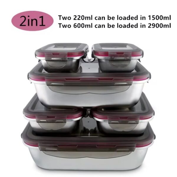 304 Stainless Steel Food Lunch Bento Box Sealed - Image 3