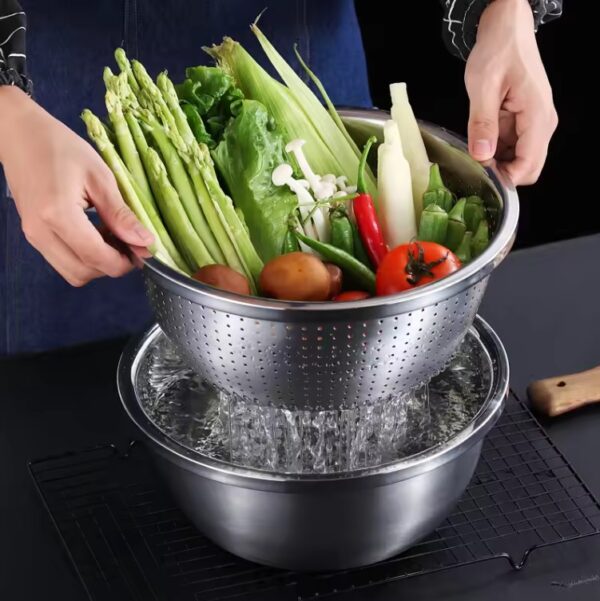 Stainless Steel Drain Basket Colander Rice - Image 2